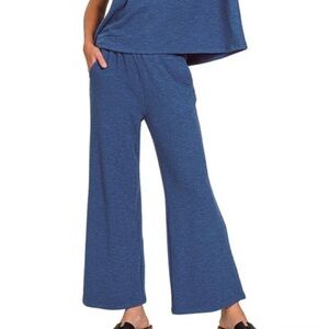 NEW💙Zenana Slub Wide Leg Pants Light Navy Small